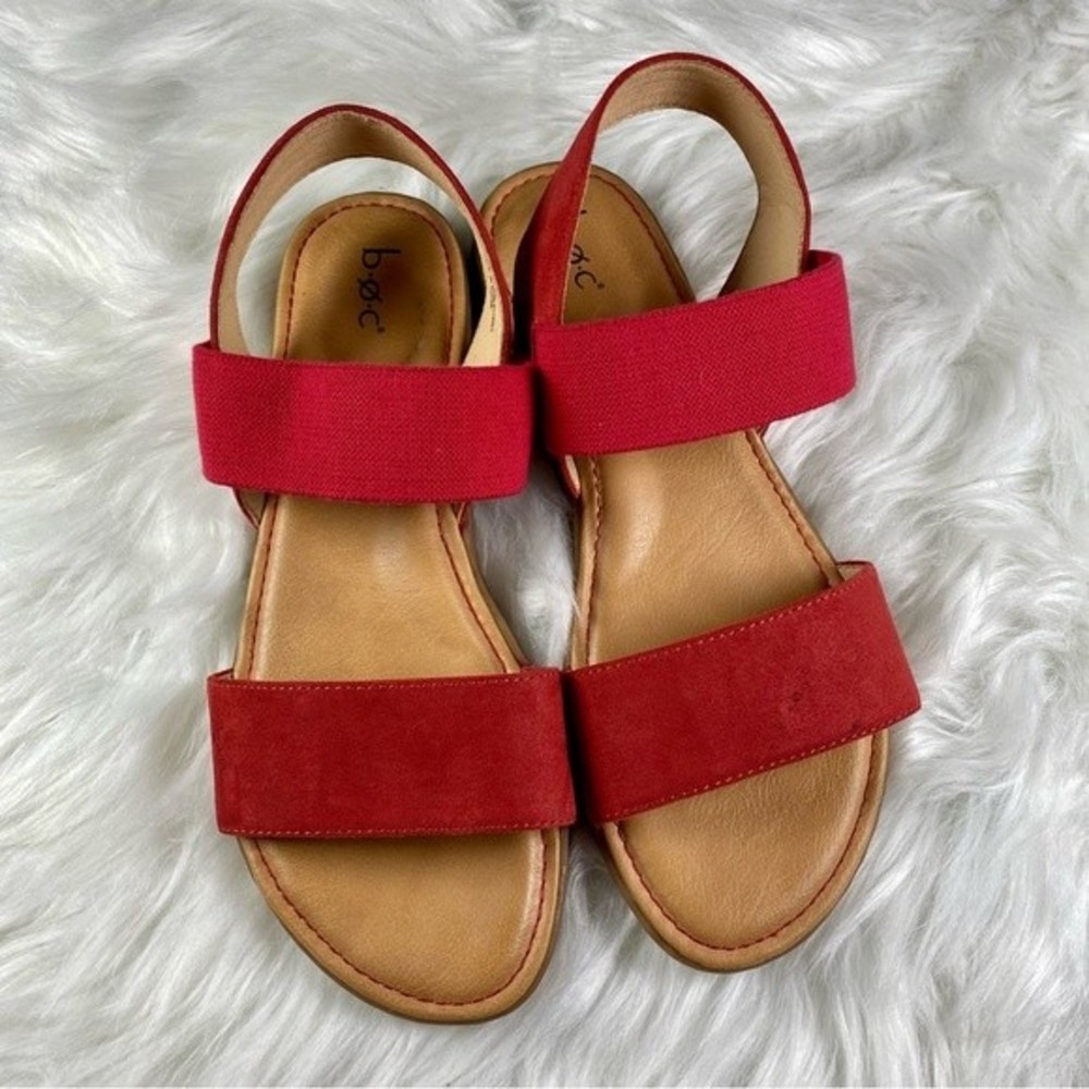 Born b.o.c. micro suede red calla stretch sandals size 11